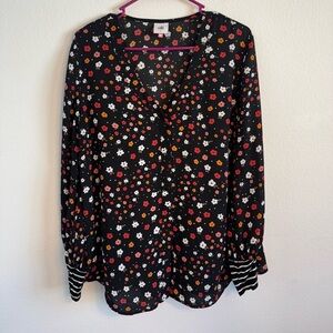 Cabi Women’s Black Floral‎ Blouse Size Large